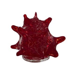 Glass COVID Goblet Red Figurine Garden or Paper Weight Whimsical Art Decor 2.25”